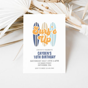 Invitación de cumpleaños de Surf's Up Surfboard Be