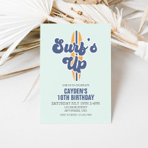 Invitación de cumpleaños de Surf's Up Surfboard Be