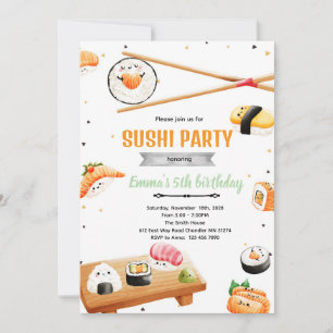 invitación de cumpleaños de sushi para niños