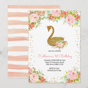 Invitación de cumpleaños de Swan de Oro y Pambas R