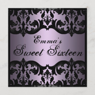 Invitación de cumpleaños de Sweet16 Purple Elegant