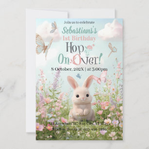 Invitación de cumpleaños de Sweet Bunny Meadow - W