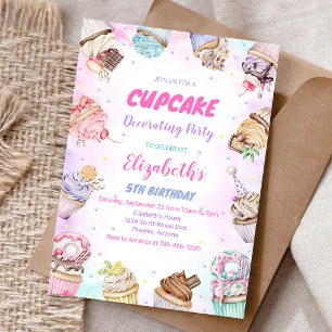 Invitación de cumpleaños de Sweet Cupcake