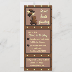 Invitación de cumpleaños de "Sweet heart creciente
