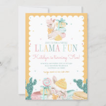 Invitación de cumpleaños de Sweet Llama Pastel con