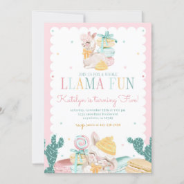 Invitación de cumpleaños de Sweet Llama Pastel con