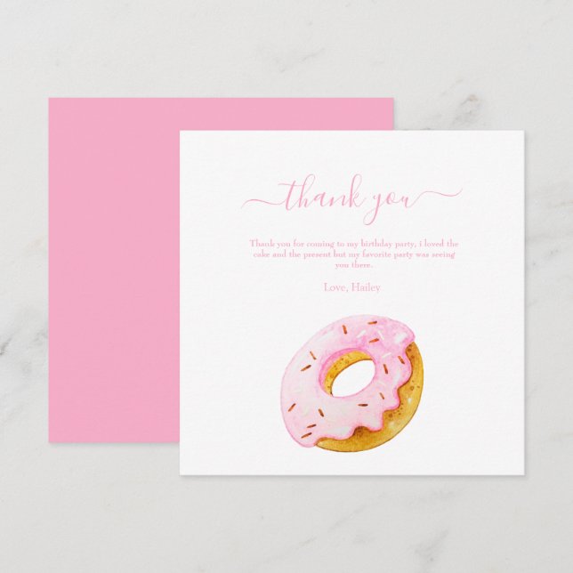 Invitación de cumpleaños de Sweet One Donuts, Dona (Anverso / Reverso)