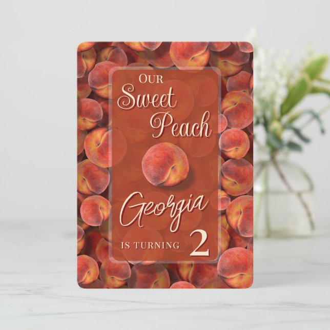 Invitación de cumpleaños de Sweet Peach (Anverso de pie)