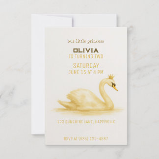 invitación de cumpleaños de Sweet Swan Princess co