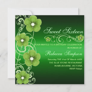 Invitación de cumpleaños de Swirl Sweet16 de Flor