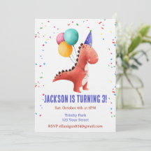 Invitación de cumpleaños de T-Rex Dinosaurio Fiera