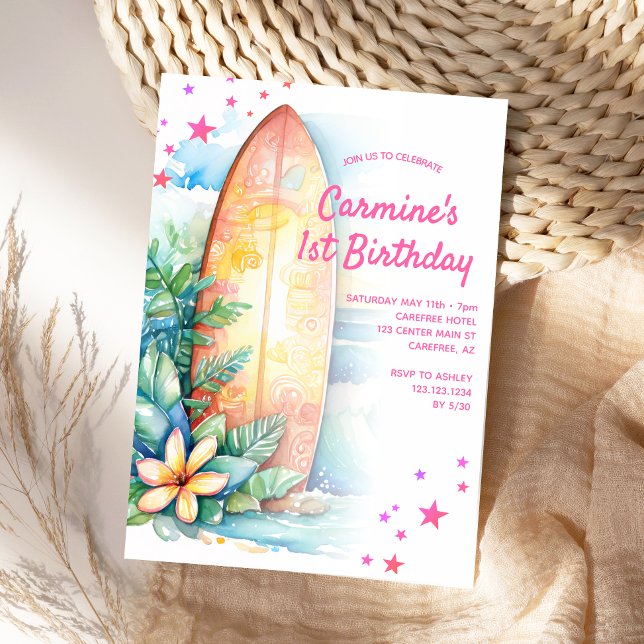 Invitación de cumpleaños de tabla de surf Cumpleañ (Subido por el creador)