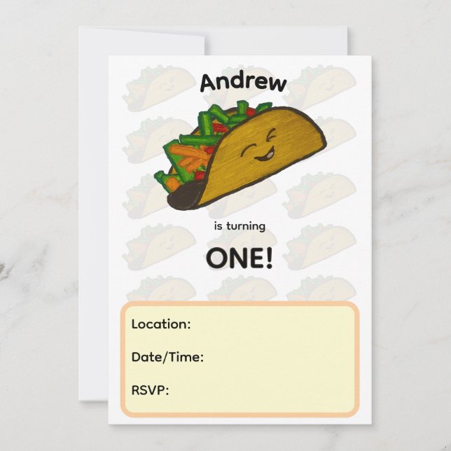 Invitación de cumpleaños de taco (Anverso)