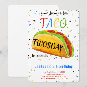 Invitación de cumpleaños de taco editable