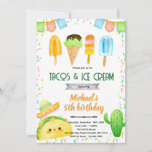 Invitación de cumpleaños de taco y helado