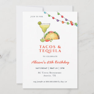 Invitación de cumpleaños de Taco y Tequila Margari