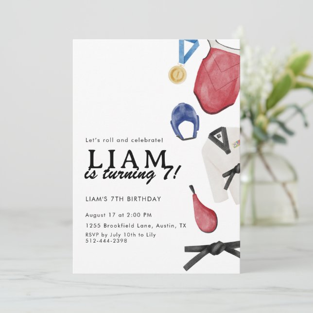 Invitación de cumpleaños de Taekwondo Artes Marcia (Anverso de pie)