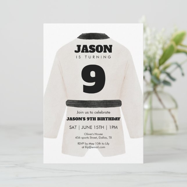 Invitación de cumpleaños de Taekwondo Artes Marcia (Anverso de pie)