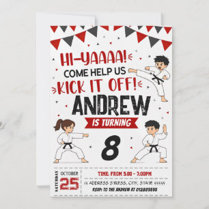 Invitación de cumpleaños de Taekwondo personal - K