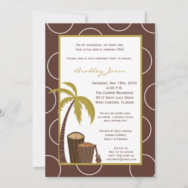 Invitación de cumpleaños de tambor hawaiano tropic (Anverso)