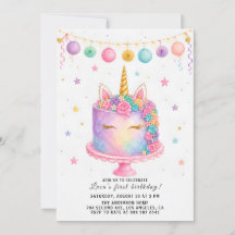 Invitación de Cumpleaños de Tarta de Arcoíris para