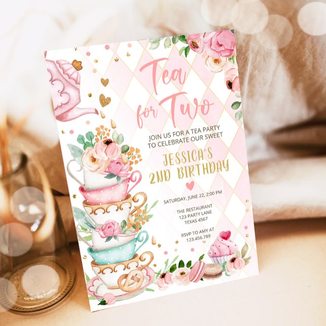Invitación de cumpleaños de té, fiesta de niña, pa (Subido por el creador)