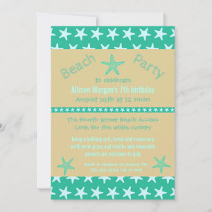 Invitación de cumpleaños de Teal Starfish Beach