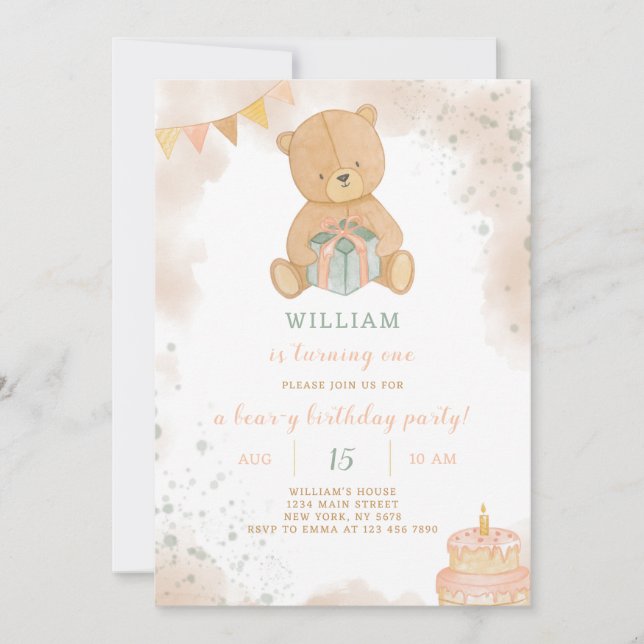 Invitación de cumpleaños de Teddy (Anverso)