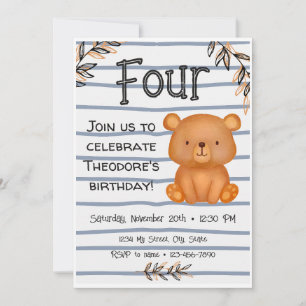Invitación de cumpleaños de Teddy Bear
