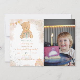 Invitación de cumpleaños de Teddy con foto