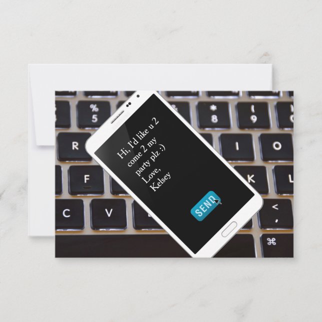 Invitación de cumpleaños de teléfono móvil (Anverso)