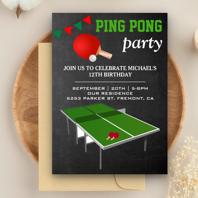 Invitación de cumpleaños de tenis de mesa ping pon (Subido por el creador)