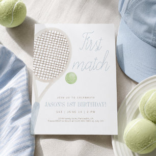 Invitación de cumpleaños de tenis de primer partid