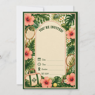 Invitación de cumpleaños de tenis retro imprimible