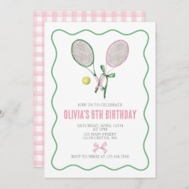 Invitación de cumpleaños de Tennis preppy plapot