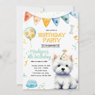 invitación de cumpleaños de terrier de West Highla