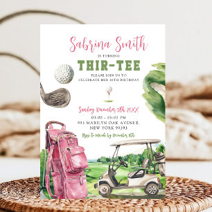 Invitación de cumpleaños de Thir-Tee Golf Rosa