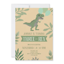 Invitación de cumpleaños de Three-Rex