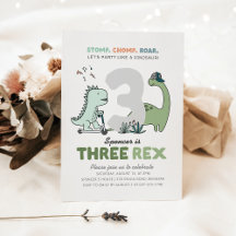 Invitación de cumpleaños de Three Rex