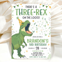 Invitación de cumpleaños de Three Rex para el 3er 
