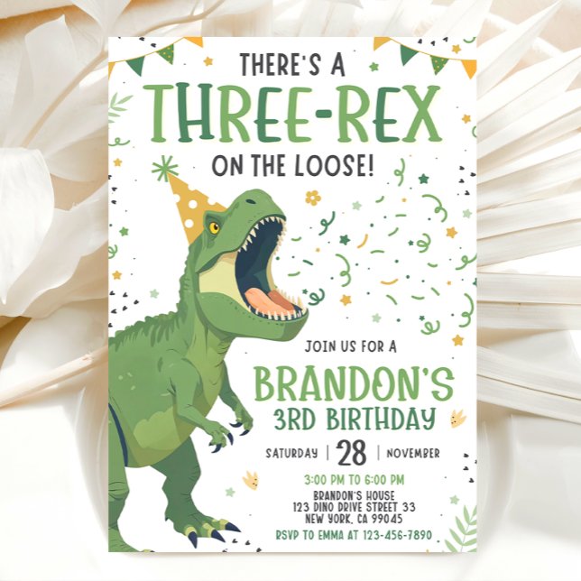 Invitación de cumpleaños de Three Rex para el 3er  (Subido por el creador)