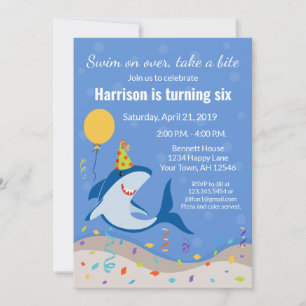 Invitación de cumpleaños de tiburón