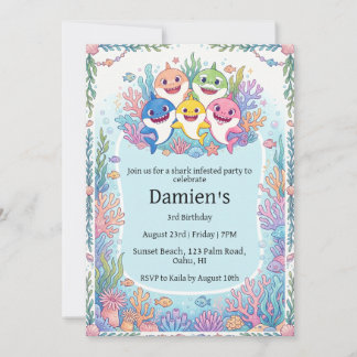 invitación de cumpleaños de tiburón bebé