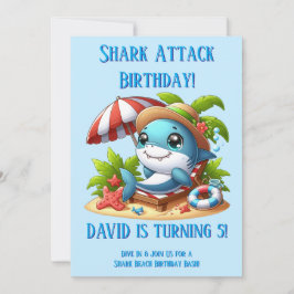 Invitación de cumpleaños de tiburón editable para 