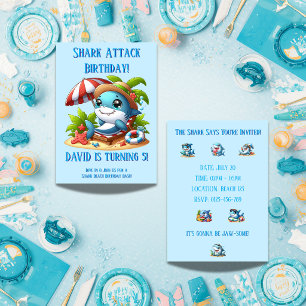 Invitación de cumpleaños de tiburón editable para
