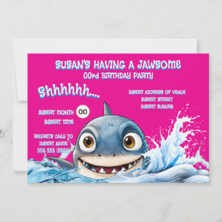 Invitación de Cumpleaños de Tiburón Jawsome | Niña