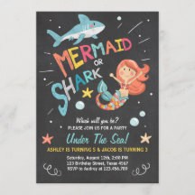 Invitación de cumpleaños de tiburón o sirena