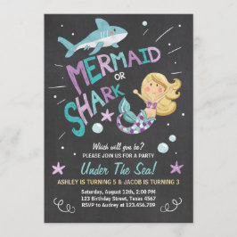 Invitación de cumpleaños de tiburón o sirena