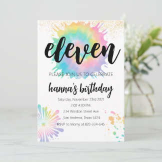 Invitación de cumpleaños de tie-Dye Invitación de 