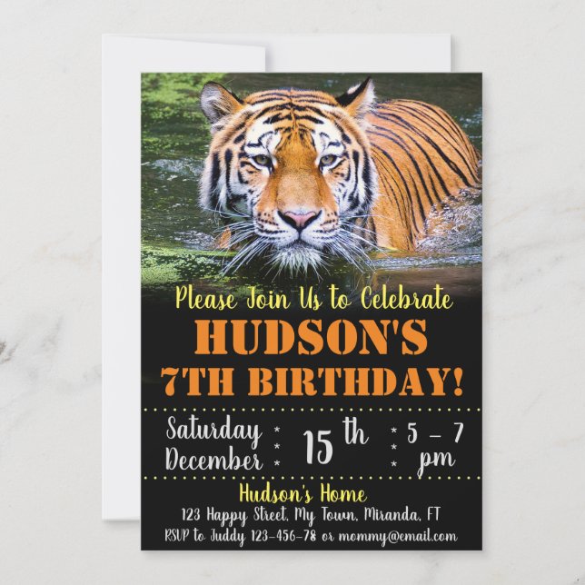Invitación de cumpleaños de Tiger (Anverso)